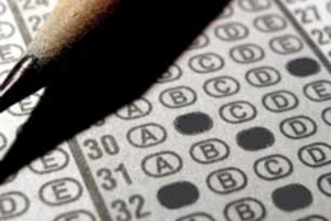Pencil and filled in scantron bubbles
