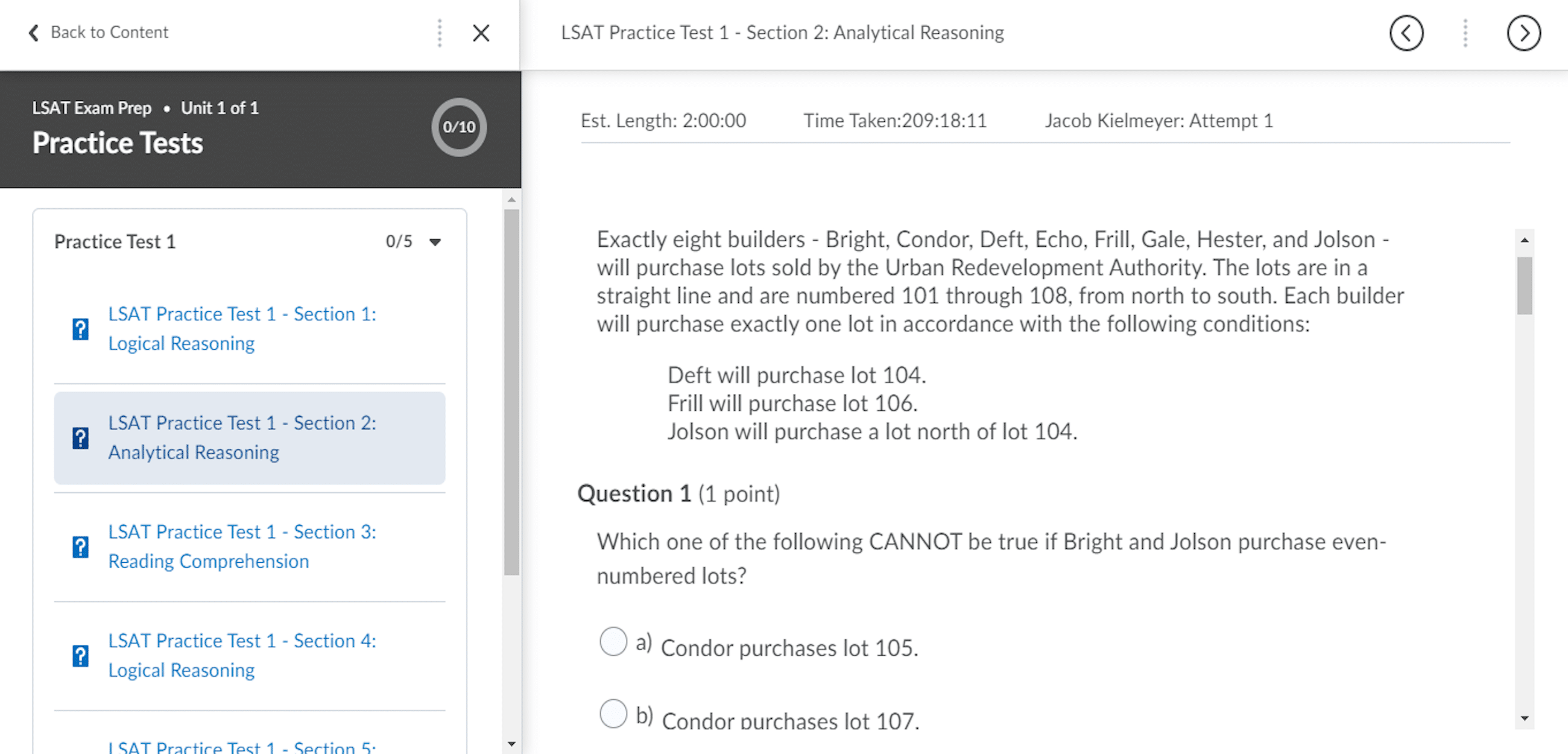 lsat sample test